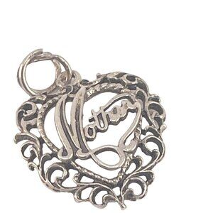Mother Sterling Silver Charm Scroll Work Script Type Mothers Day Gift